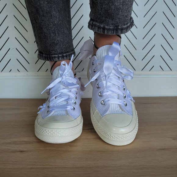⭐Converse Chuck 70 OX Bow Sz 7.5 Womens Shoes Retro Sneakers White Satin A15192C - Picture 5 of 14